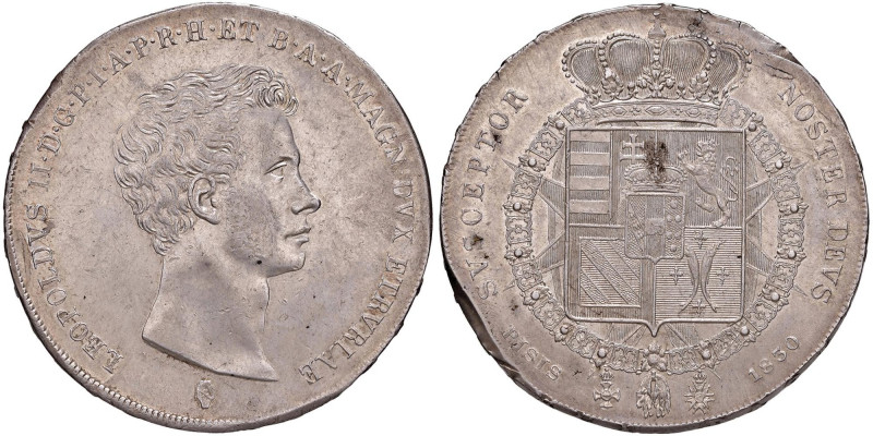 FIRENZE Leopoldo II (1824-1859) Francescone 1830 - MIR 447 AG (g 27,31) RRRR Dif...