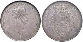 FIRENZE Leopoldo II (1824-1859) Francescone 1841 - MIR 448/6 AG RR In slab NGC MS 62 6647133-015. Splendido esemplare con una splendida patina iridesc...