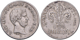FIRENZE Leopoldo II (1824-1859) Fiorino 1842 - MIR manca; Gig. 35 (indicata R/5) AG (g 6,82) RRRRR Di questa moneta se conoscono solamente 3 esemplari...