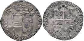 MANTOVA Ferdinando Carlo (1669-1707) Quarto di scudo 1675 - MIR 737 AG (g 5,26) RR Tondello lievemente ondulato, ma di conservazione molto buona per l...