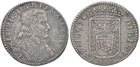 MASSA DI LUNIGIANA Alberico II (1662-1690) Luigino da 7 bolognini 1797 - MIR 326 (ma data errata); Bellesia 19 AG (g 2,07) RRR Graffi al D/, splendido...