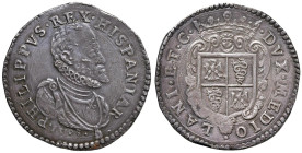 MILANO Filippo II (1554-1598) Ducatone 1593 - MIR 308/22, Crippa 15B AG (g 32,16) RRR Nonostante presenti lievi colpi di puntaruolo sul dritto, si tra...