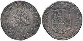 MILANO Filippo II (1556-1598) Mezzo scudo - MIR 311/2 AG (g 17,11) Ex Nomisma, 69, lotto 1170. Graffietti nei campi e minimi ai bordo, modesta porosit...