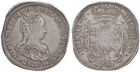 MILANO Maria Teresa (1740-1780) Filippo 1741 - MIR 419/1 AG (g 27,74) RRRR Variante V al posto della U e busto di differente stile. Ex Ranieri Asta 9,...