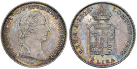 MILANO Francesco I (1815-1835) Mezza Lira 1822 - Gig. 74 AG (g 2,18) NC Esemplare di altissima qualita', dai rilievi integri e bella patina dai rifles...