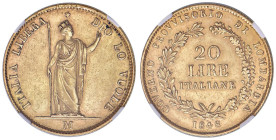 MILANO Governo Provvisorio di Lombardia (1848) 20 Lire 1848 - Gig. 2 AU RR In slab NGC AU 58 6642260-012

Status: AU 58