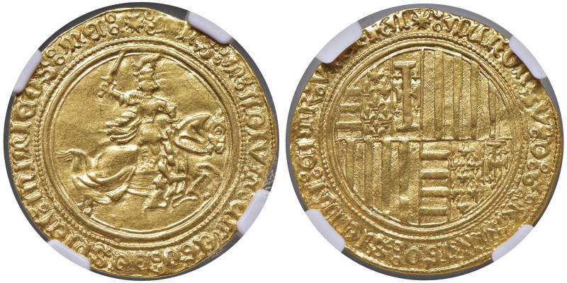 NAPOLI Alfonso I d'Aragona (1442-1458) Ducato e mezzo - MIR 53 AU (g 5,12) R In ...