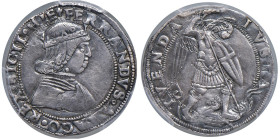 NAPOLI Ferdinando I d'Aragona (1458-1494) Coronato con il drago dal volto umano - MIR 71/1 (indicato R/4) AG (g 2,98) RRRR Questa moneta fu coniata pe...