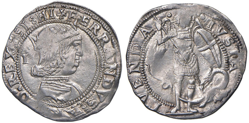 NAPOLI Ferdinando d'Aragona (1458-1494) Coronato sigla I - cfr. MIR 70/2 AG (g 2...