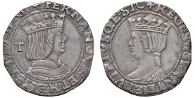 NAPOLI Ferdinando d'Aragona (1503-1516) Carlino sigla T - Magliocca 6 AG (g 3,06) RRR Leggermente tosato e con qualche graffietto ma esemplare di otti...