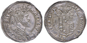 NAPOLI Carlo V (1516-1566) TarÃ¬ sigla R - Magliocca 34/8 AG (g 6,19) RR TarÃ¬ con busto rivolto a destra, corona imperiale e sigla R del mastro di ze...