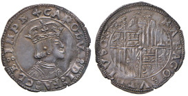 NAPOLI Carlo V (1516-1556) Carlino senza sigla dietro al busto - Magliocca 50/1 AG (g 3,58) RRR Piegatura e screpolatura del tondello ma splendido ese...