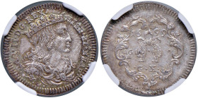 NAPOLI Carlo II (1674-1700) Carlino 1699 - Nomisma 93 AG R In slab NGC MS 66 8234002-013. Esemplare di conservazione eccezionale con splendida patina ...