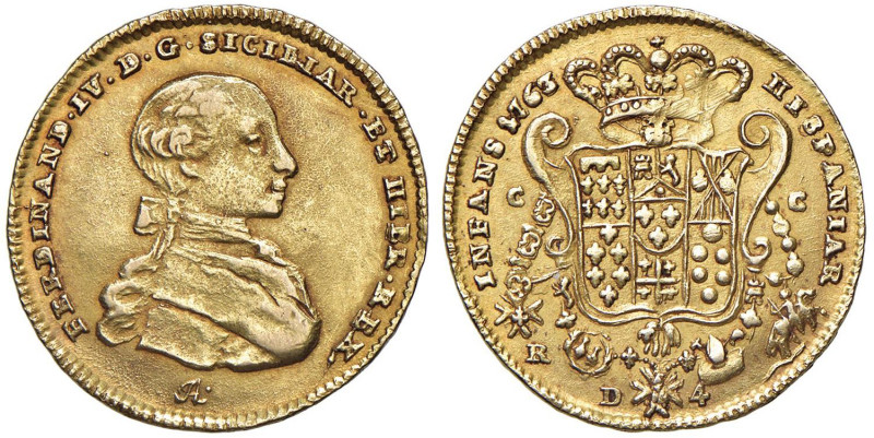 NAPOLI Ferdinando IV (1759-1799) 4 Ducati 1763 A - Nomisma 394 AU (g 5,91) R

...
