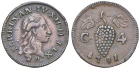 NAPOLI Ferdinando IV (1759-1816) 4 Cavalli 1791 - Nomisma 595 CU (g 2,00) Con cartellino De Falco

Status: SPL