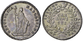 NAPOLI Repubblica napoletana (1799) Mezza piastra A. VII - Nomisma 626 AG (g 13,73) RR Esemplare di grande qualitÃ per questo tipo di moneta

Status...