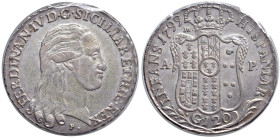 NAPOLI Ferdinando IV (1799-1805) Piastra 1799 rigatura interno corona - Nomisma 632 AG RRR Sigillata qFDC da Studio Numismatico Italiano

Status: qF...