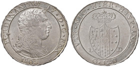 NAPOLI Ferdinando IV (1799-1805) Piastra 1805 - Nomisma 661 AG In slab NGC MS 63 LARGE BUST cod. 6635368-007

Status: MS 63
