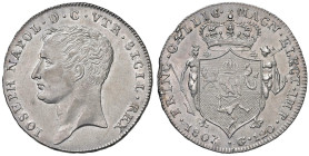 NAPOLI Giuseppe Napoleone (1806-1808) Piastra 1807 (7 su 6) - Nomisma 682 AG (g 27,47) 

Status: SPL+