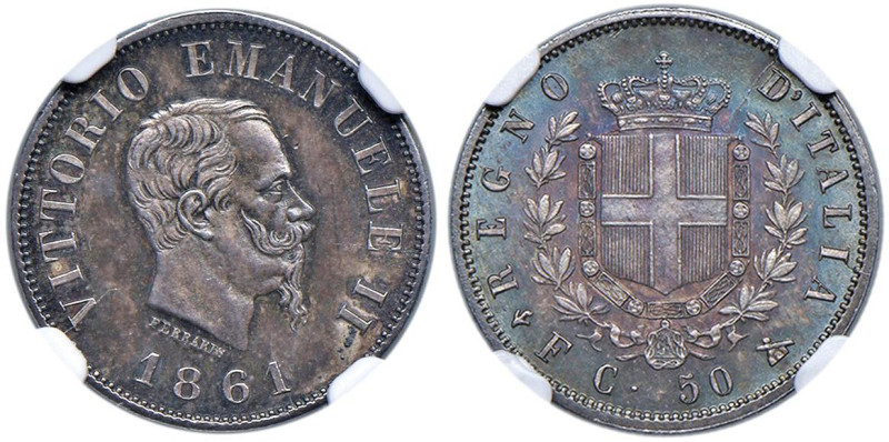Vittorio Emanuele II (1861-1878) 50 Centesimi 1861 F - Nomisma 919 AG RR Moneta ...