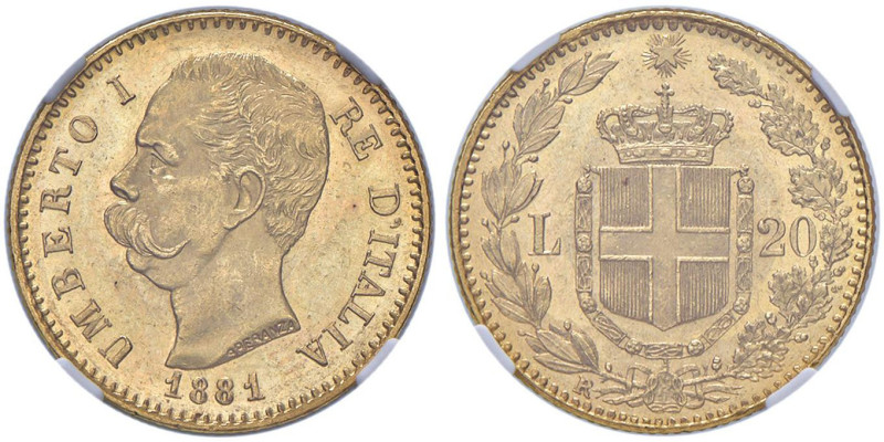 Umberto I (1878-1900) 20 Lire 1881 - Nomisma 980 AU In slab NGC MS 63 5782296-00...