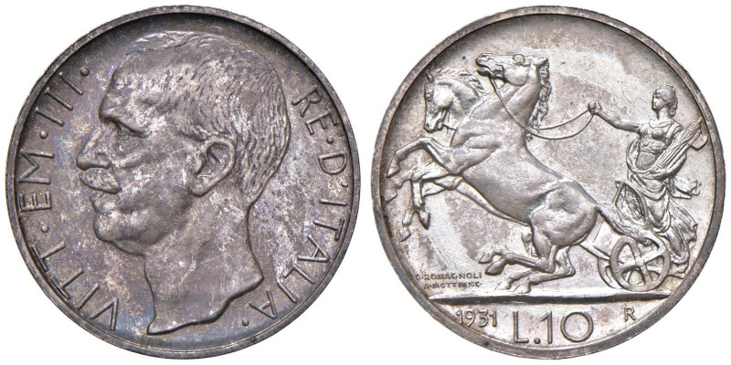 Vittorio Emanuele III (1900-1946) 10 Lire 1931 - Nomisma 1117 AG RRR Rarissimo m...