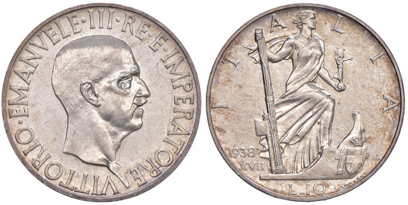 Vittorio Emanuele III (1900-1946) 10 Lire 1938 - Nomisma 1123 AG RRRR Tiratura d...