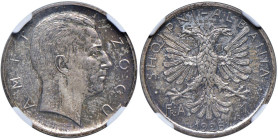 ALBANIA Zogu (1925-1939) Franga 1928 Prova Bordo liscio - Nomisma P35; P.P. 813 AG RRRR Tiratura di 50 esemplari. In slab NGC MS 63 cod. 2127290-026
...