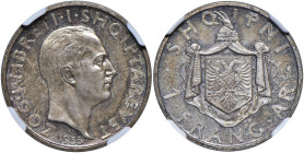 ALBANIA Zogu (1925-1939) Franga 1935 Prova - Nomisma P36; P.P. 814 AG RRRR Tiratura di 50 esemplari. In slab NGC MS 64 cod. 2127290-027

Status: MS ...