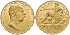 AUSTRIA Francesco Giuseppe (1848-1916) 100 Corone 1908 - Fr. 514 AU (g 33,85) Graffietti nei campi

Status: qFDC