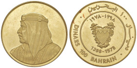BAHRAIN 100 Dinari 1978 - Fr. 3 AU (g 32,00) Minimi hairlines

Status: FS