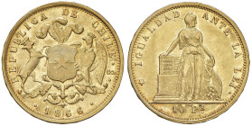 CILE 10 Pesos 1866 - KM 131; Fr. 45 AU (g 15,22) Metallo ancora lucente

Status: BB-SPL