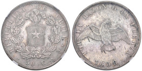 CILE 50 Centavos 1858 - KM 128 AG In slab NGC UNC DETAILS CLEANED cod. 8234012-008

Status: UNC DETAILS