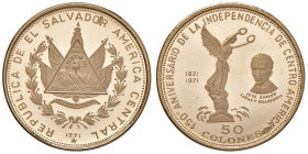 EL SALVADOR 50 Colones 1971 Indipendenza - Fr. 9 AU (g 5,80) Hairlines

Status: FS