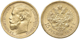 RUSSIA Nicola II (1894-1917) 15 Rubli 1897 - Fr. 177; Bitkin 1 AU (g 12,91) Esemplare di alta qualitÃ 

Status: qFDC