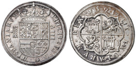 SPAGNA Filippo II (1556-1598) Segovia - 8 Reales 1591 numerale speculare - Dav. 8478; Cal. 691 AG (g 27,15) RRR Depositi, graffi al R/. Esemplare di e...