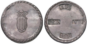 SPAGNA Ferdinando VII (1808-1833) Tarragona - 5 Pesetas 1809 - Cal. 1429 AG (g 26,06) Limatura al bordo

Status: BB-SPL
