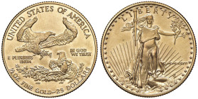 USA 25 Dollari 1986 - AU (g 17,01, mezza oncia di oro puro)

Status: FDC