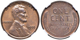 USA One Cent 1955 - CU RRR Rarissima esemplare con evidente ribattittura al D/, che rende questa moneta una delle varianti piÃ¹ famose della monetazio...
