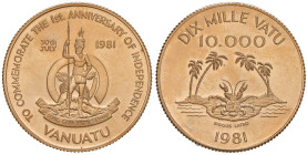 VANUATU 10.000 Vatu 1981 1Â° dell'Indipendenza - AU (g 15,90) In astuccio

Status: FDC