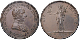 Medaglia 1801 Pace di Luneville. In questo tipo la legenda circolare nel campo del D/ inizia dietro il collo di Bonaparte e non sotto il busto come ne...