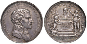 Medaglia 1801 Pace di Luneville D/ giro: BONAPARTE I.R.C.D.L.R.F. PACIFICATEUR UNIVERSEL. Busto a dx in uniforme - R/ giro: HEROI BELLI PACISQUE. Nel ...