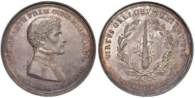 Medaglia 1801 Pace di Luneville D/ circolarmente: BUONAPARTE PRIM. CONS. REIP. GALL. Busto a dx in uniforme, la fronte cinta da una corona di quercia....