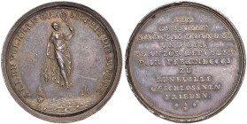 Medaglia 1801 Pace di Luneville D/ ALLEN VÃ–LKERN Ã–FFNET SIE DIE MEERE. La Pace con caduceo e tridente plana in aria su mare con due velieri. In bass...