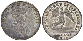 Medaglia 1801 Pace di Luneville D/ Giro: BUONAPARTE PR. CONSUL. Busto a dx in uniforme - R/ ZUM ANDENKEN DES FRIEDENS. La Pace alata con corona di all...