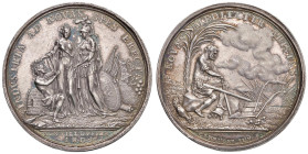 Medaglia 1801 Pace di Luneville D/ NOVAS MEDITATUR ARISTAS. Guerriero con spada a dx. Sotto un palmizio davanti un aratro. A sx il sole nascente. Eser...