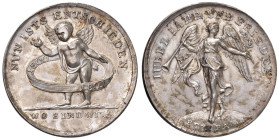 Medaglia 1801 Pace di Luneville D/ il nuovo anno fa ruotare un nastro su cui si legge: 1800 e 1801. Circolarmente: NUN ISTS ENTSCHIEDEN Esergo: WO SIN...