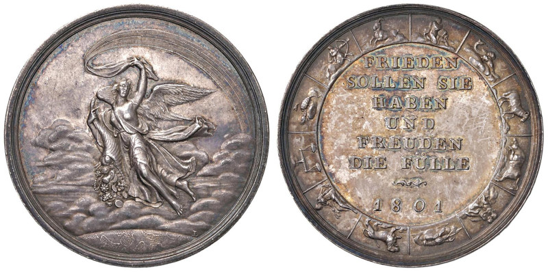 Medaglia 1801 Pace di Luneville D/ anepigrafe. La Fortuna in volo rovescia sullâ...