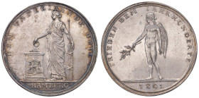 Medaglia 1801 Pace di Luneville. D/ FRIEDEN DEM JAHRHUNDERTE. Genio alato e nudo in piedi a sx tiene con la mano dx un ramoscello di ulivo. Esergo: 18...