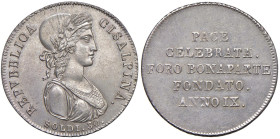 30 Soldi A. IX Celebrazione a Milano della Pace di Luneville D/ REPUBBLICA CISALPINA. Busto coronato di fiori e di spighe a dx. sotto: SOLDI 30 - R/ n...